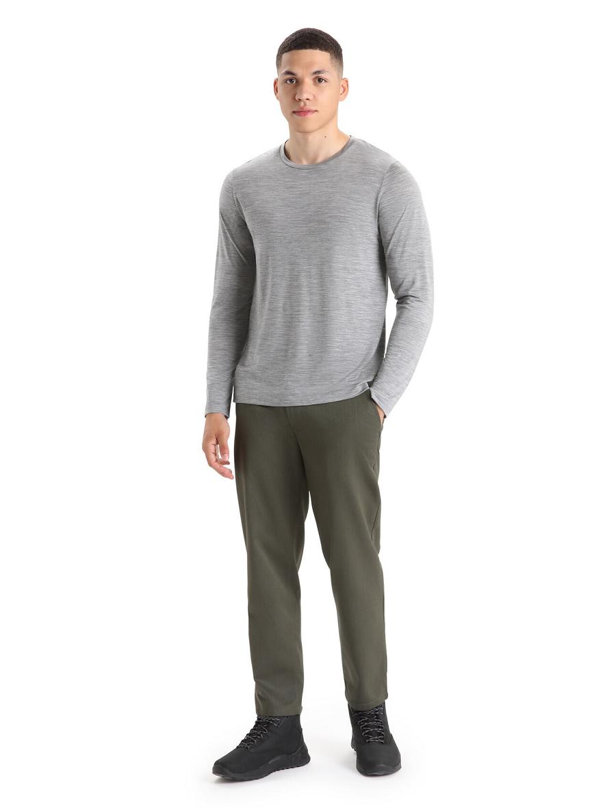 Metro Heather Men's Icebreaker Merino Sphere II T-Shirt Long Sleeve | USA 1230ILHS